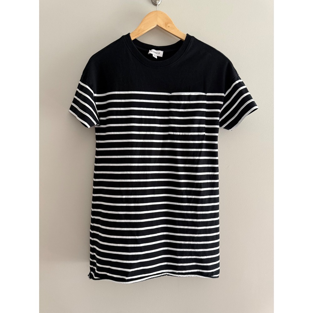 Evereve Black and White‎ Striped T Shirt Dress XS Casual Comfy